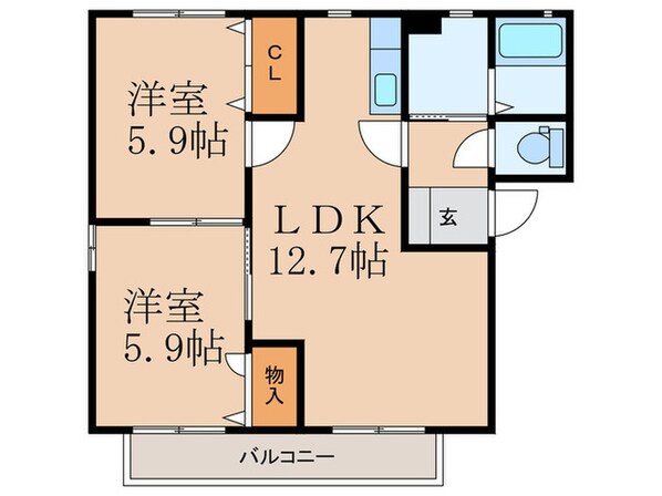 ハイツ四季の里Ｂの物件間取画像